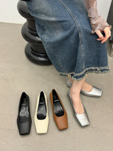 LBSFY  -  Square Toe Women Loafers 2024 New Arrivals Beige Brown Silver Black Shallow Slip On Dress Shoes Low Heeled Casual Party Pumps